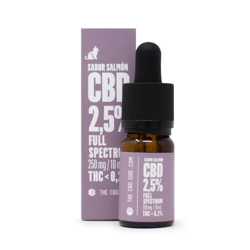 Aceite de CBD para gatos 2.5%  Fullspectrum – 10 ml sabor Salmón