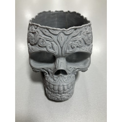Maceta Calavera Decorada Gris en PLA