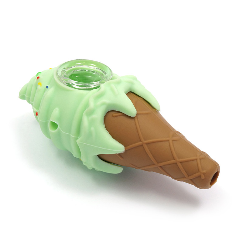 PIPA DE SILICONA ICECREAM CON BOL DE VIDRIO PIPA DE SILICONA ICECREAM CON BOL DE VIDRIO